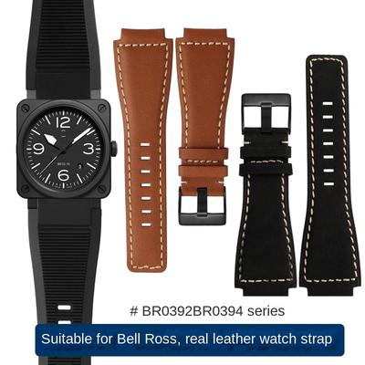 Für Bell Ross B&R BR-01 BR-03 Herren Echtes Leder Uhrenarmband Rindsleder 35-24mm Konvexes Silikonkautschuk Wasserdichtes Uhrenarmband Werkzeug