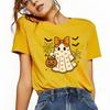 Halloween Bow BOO Printed Tshirt Casual Short Sleeve Suitable for Four Seasons Fashion Versatile Womens Tshirt