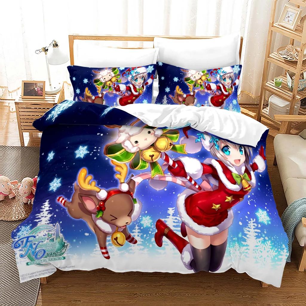 Red Christmas Duvet Cover Santa Claus Snowman Bedding Set Microfiber Cartoon Comforter Cover With Pillowcases
