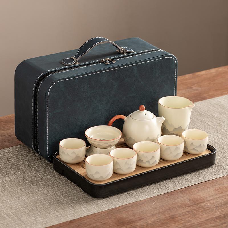 

Dragon Egg Teapot Huang Ru Kiln Travel Kung Fu Tea Set Household Portable Teacup Teapot Light Luxury Business Gifts