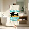 Cartoon Cute Black Puppy Fruit Towel Microfiber soft Beach Towel for Travel Fitness Sauna Bathing Camping