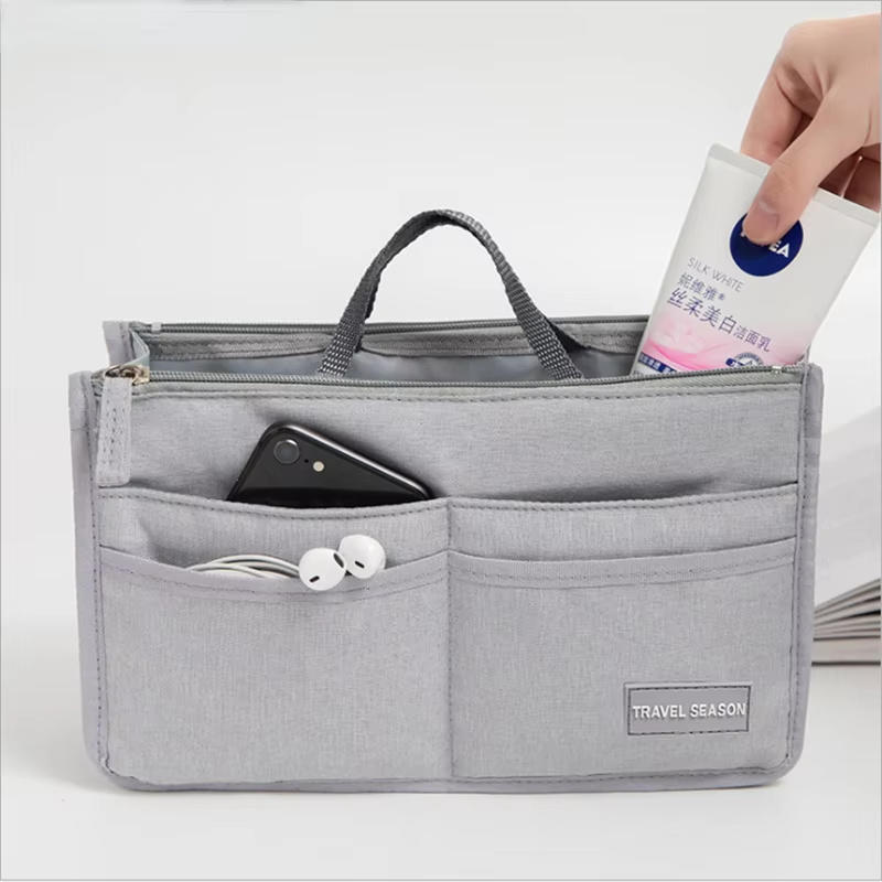 Fashion Travel Tote Bag Shaper Insert with Handles Large Capacity Purse Organizer Liner Bag Multifunctional Cosmetic Bag