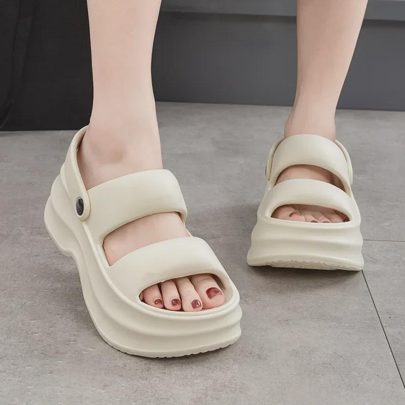 Papuci de vară cu platformă EVA pentru femei – Cu bandă dublă, Sandale versatile pentru plajă