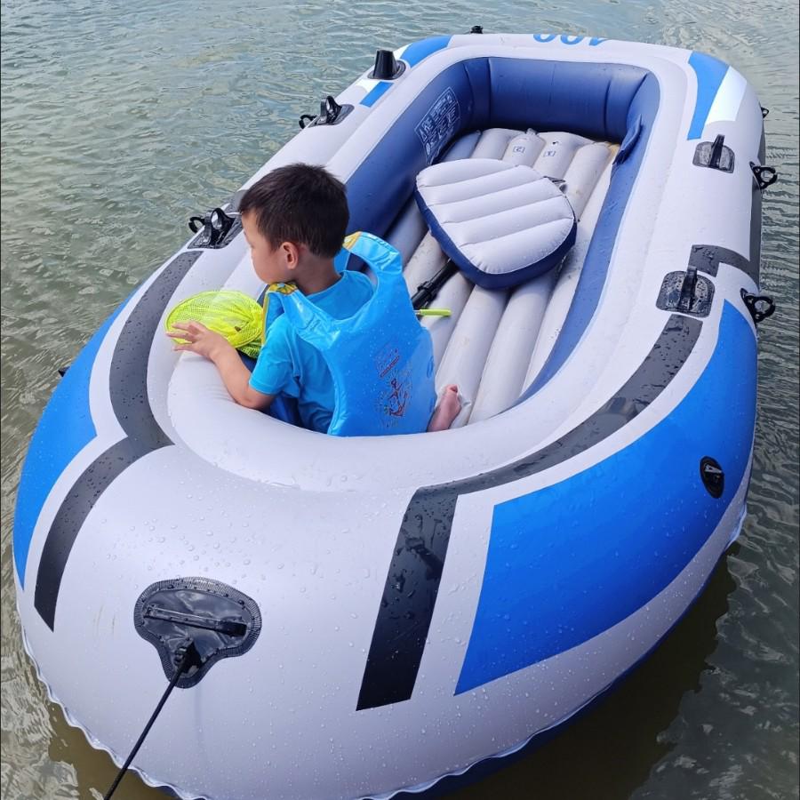 Thickened Military Green 2/3-Person Inflatable Kayak & Fishing Raft