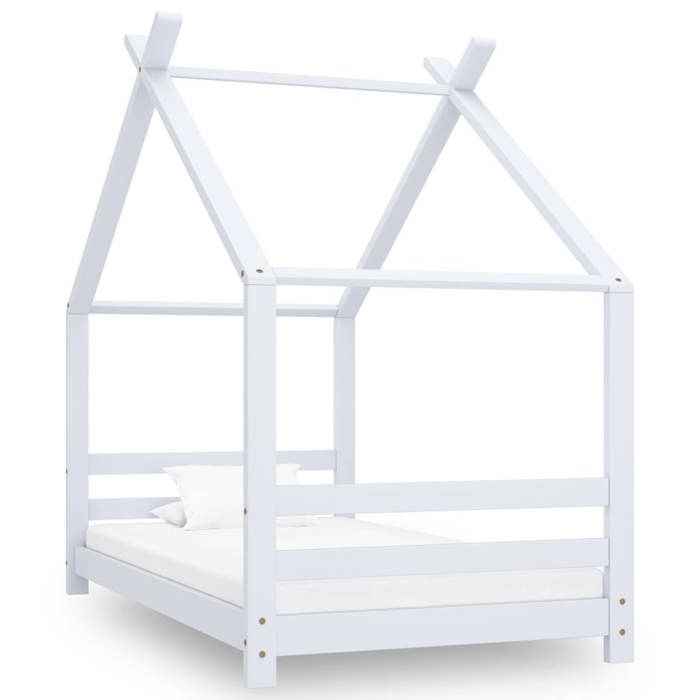 VidaXL Cadre de Lit d'enfant Sommier à Lattes Cadre à Lattes Meuble de Chambre à Coucher Maison Intérieur Blanc 80x160 cm 289611