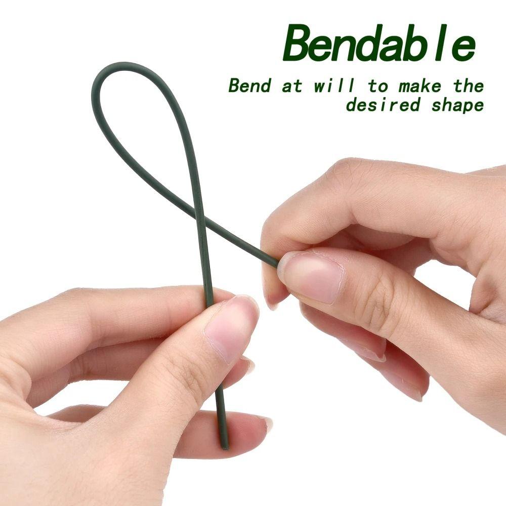 100Pcs/lot DIY Artificial Green Flower Stems Floral Material Flexible Iron  Garden Accessoies