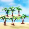 5 Stück Miniatur-Kokospalmen-Set, Simulierte Strand-Sand-Schale Landschaftsmodell, Doppel-Kokospalmen-Pflanzen-Dekorationen, Zubehör-Schmuckstücke