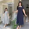 College Style Age-reducing Polo Collar Dress 2026 Summer Large Size Women's Clothing Waist and Thin Long Short Skirt 234421