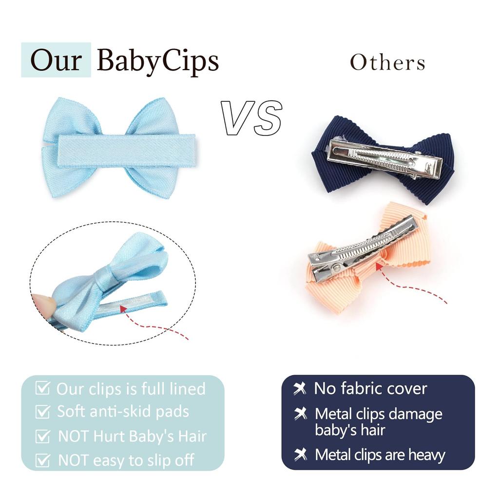 Bulk 20PCS Kids Hair Bows Clips! 10 Pairs Non-Slip Wrapped Edges, Durable Poly-Cotton Mix (30% OFF) - School/Party Hair Access