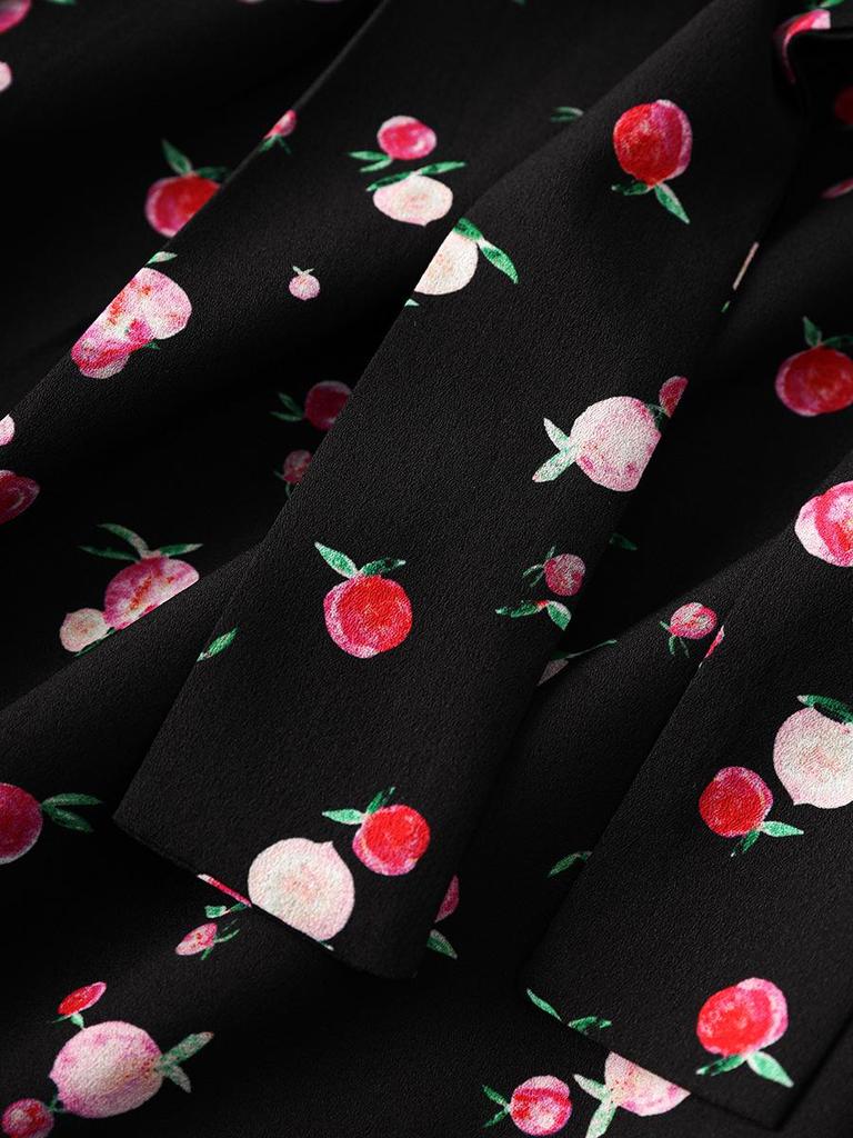 Elegantes französisches Chiffon-Druckkleid zur Taillenverschlankung für Damen