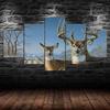 Deer Family Winter Scenery 5 Piece Five Panel Wall Canvas Print Modern Art Poster Picture Home Decor Gift For Him For Her
