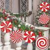 6 Pcs Christmas Candy Hanging Decor, Large Double-Sided Peppermint Ornaments for Xmas Tree Porch Yard