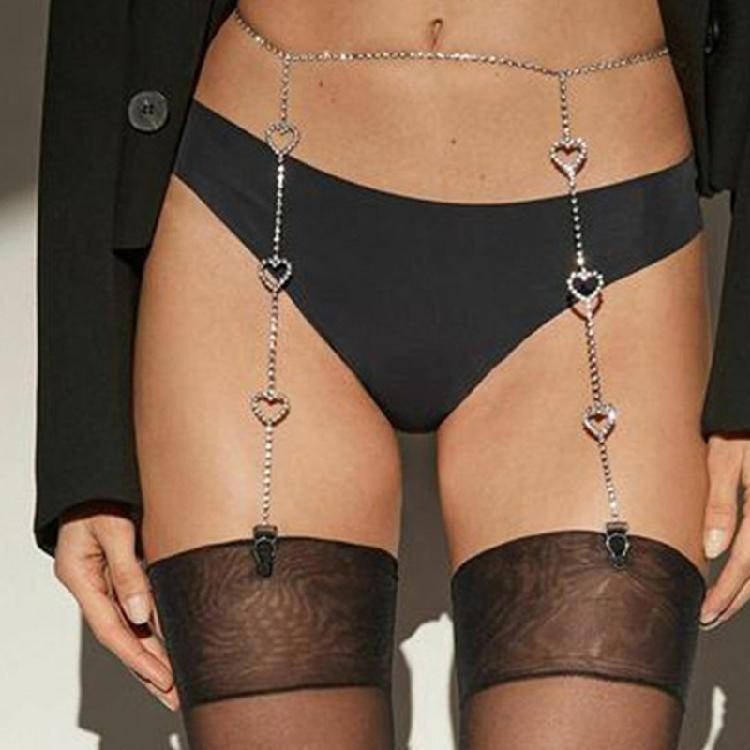 Women Waist Chain Rhinestones Garter Clip Sexy Leg Chain Antislip Suspender Clip Thigh Belt Body Jewelry Waist Decors