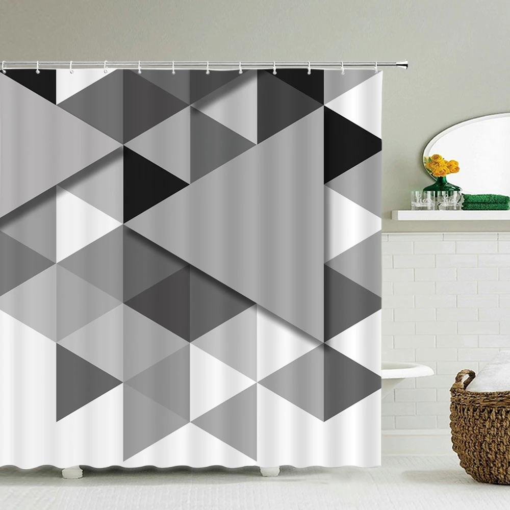 Waterproof Polyester Fabric 3D Bath Curtain Geometric Figure for Bathroom Curtain Shower Curtain Long 180*200cm