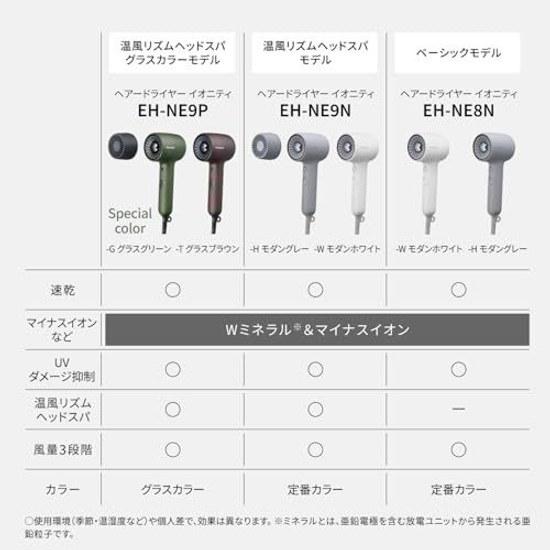 Panasonic Hair Dryer Ionity W Mineral Negative Ion Compact High Airflow Lightweight Quick Dry Modern Gray EH-NE8N-H