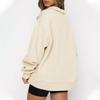 Women's Half-Zip Fleece-Lined Sweatshirt: European and American Autumn/Winter Casual Long Sleeve Top