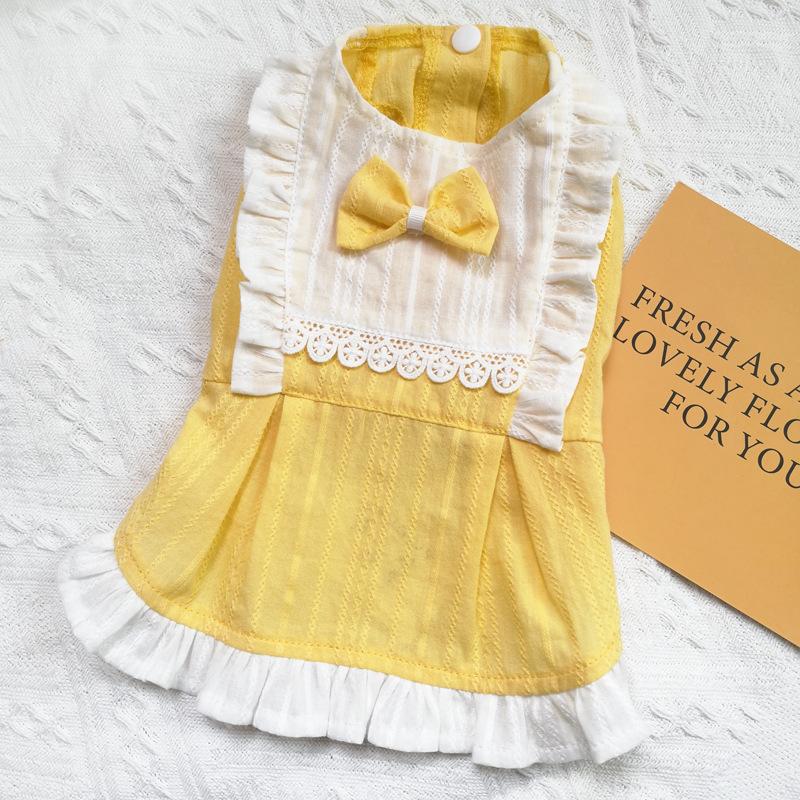 Pet Lotus Leaf Lace Dress Cat Ear Lace Dress Dog Summer Clothes Teddy Bears Schnauzer Small Puppy Spring/Summer Thin