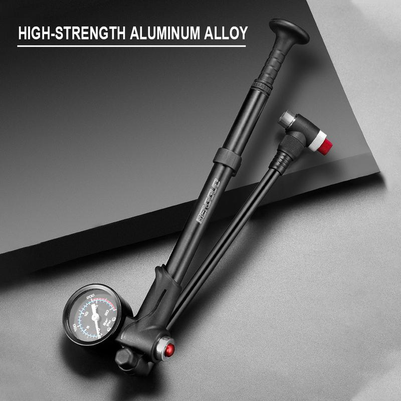 300PSI High Pressure Bike Tire Inflator Air Pump Bike Shock Pump with Pressure Gauge for Bicycle Fork and Rear Suspension