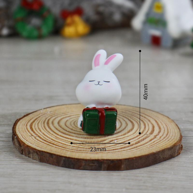 Christmas Resin Decorative ItemsMini Little Rabbits and Cute Cartoon Animals for Decoration and Landscaping