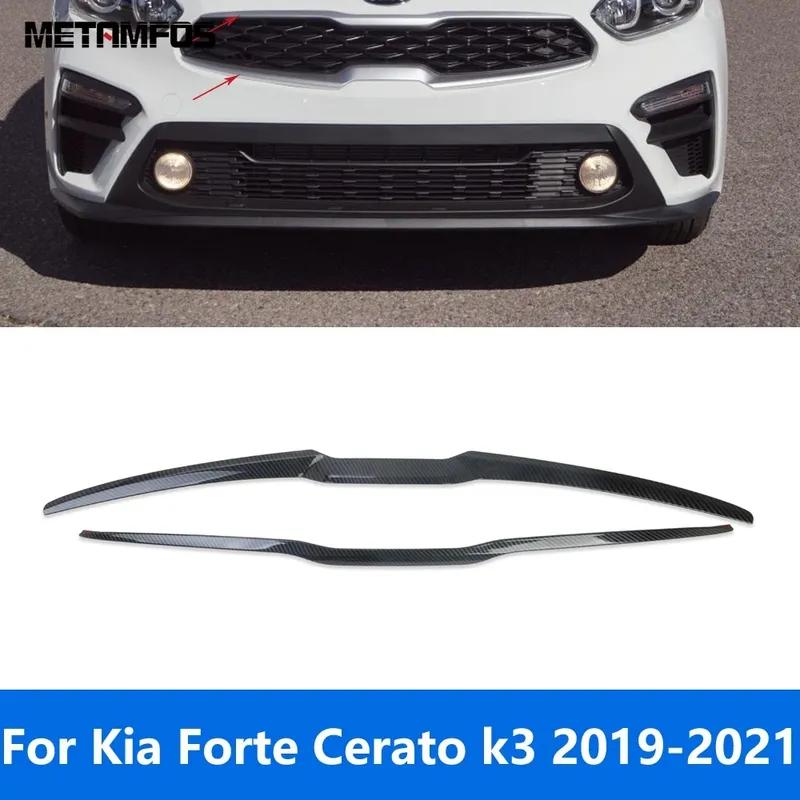 Car Accessories For Kia Forte Cerato k3 Carbon Fiber Exterior Front Center Grille Racing Grill Cover Molding Trim