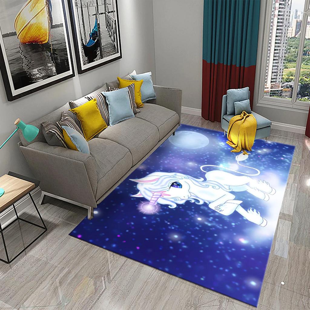 Lovely Cartoon Rainbow Unicorn Carpet Kids Bedroom Decor Rugs Baby Play Crawling Mat Living Room Bathroom Entrance Non-slip Rugs