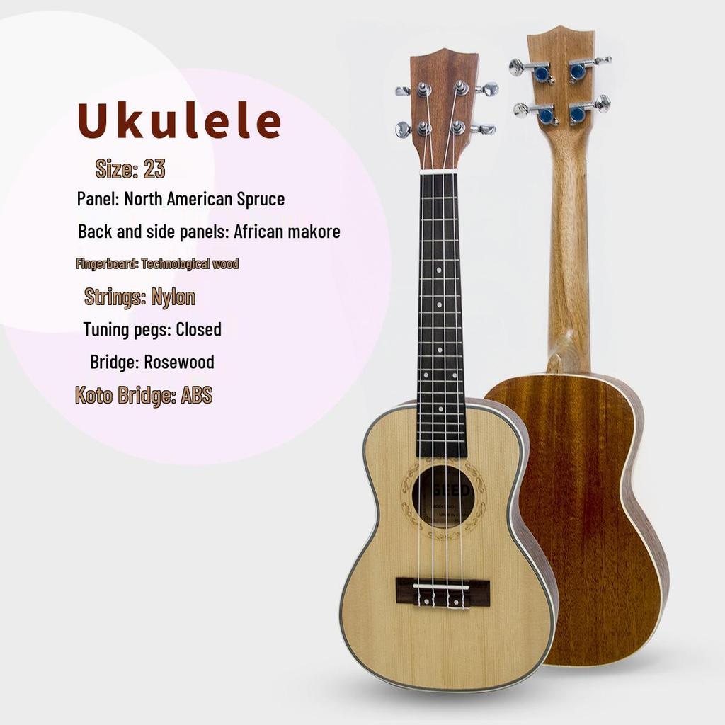 23" Solid Wood Ukulele for Children - Entry-Level Musical Instrument