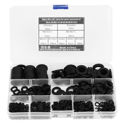 600Pcs Black Nylon Washer Gasket Combination Kit M2M12 9 Sizes Hardware Supplies