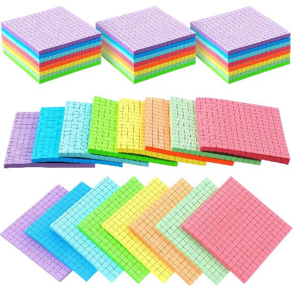 Geosar 24 Pack Lined Grid Sticky Notes 3 x 3 Inch Note Colorful Self Stick Notes Power Memo Pads Strong Adhesive Self Stick Note for Gifts School Macaron Color