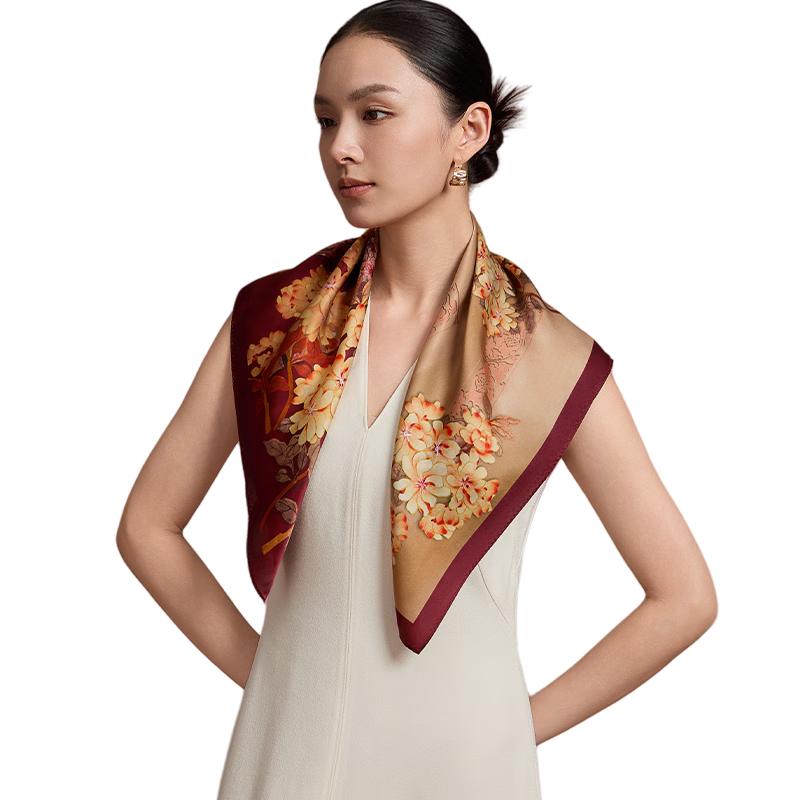 Shanghai Story 100% Silk Satin Square Scarf