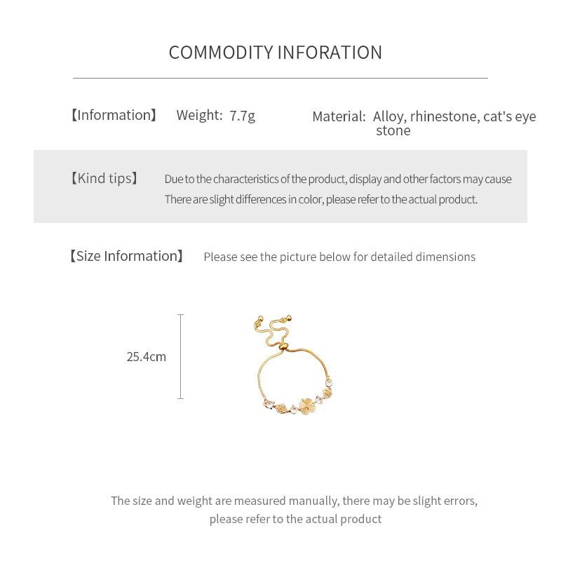 Elegant Gold Plated Cats Eye Stone Flower Bracelet Women Delicate Floral Design Luxury Minimalist Jewelry