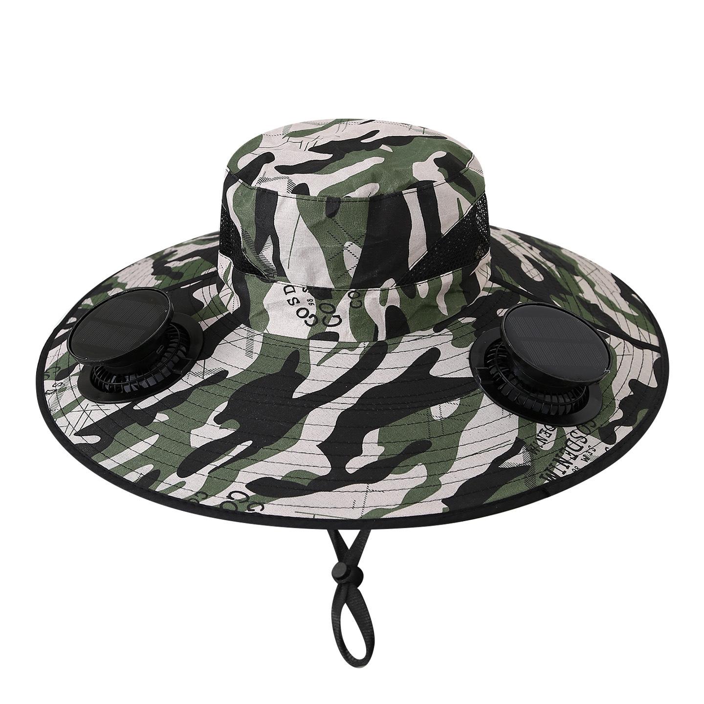 

Summer for Outdoor Camping Fishing Hiking Cap Sunscreen Fisherman Hat SolarFan Cap Portable Solar Charging Cap with Fan Suitable 60cm
