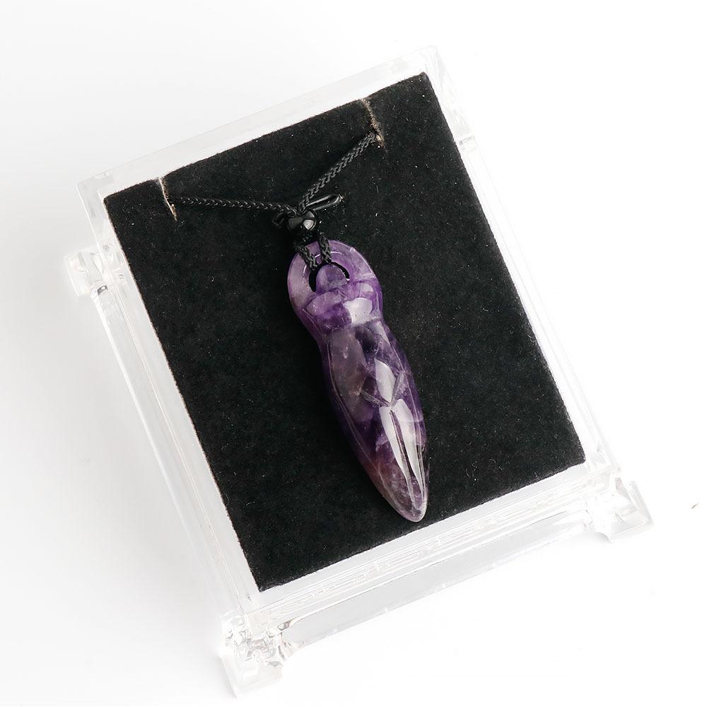 1pc Natural Stone Goddess Totem Necklace Woven Pendant Making DIY Jewelry Accessories