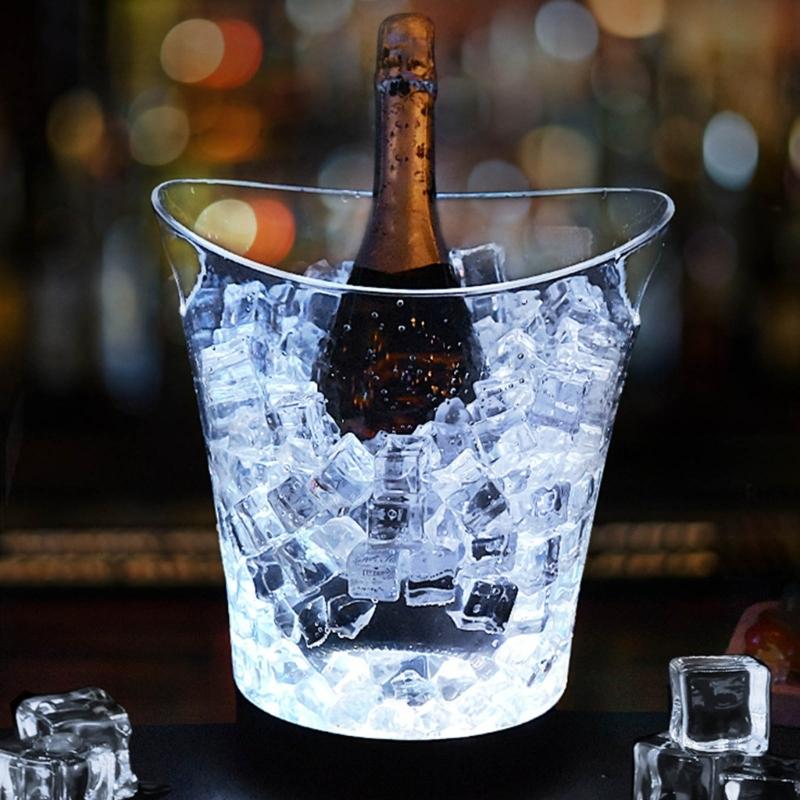 5L LED Ice Buckets with Colorful Light Portable 5L LED Ice Buckets Ice Container Bin for Outdoor BBQs and Festivities