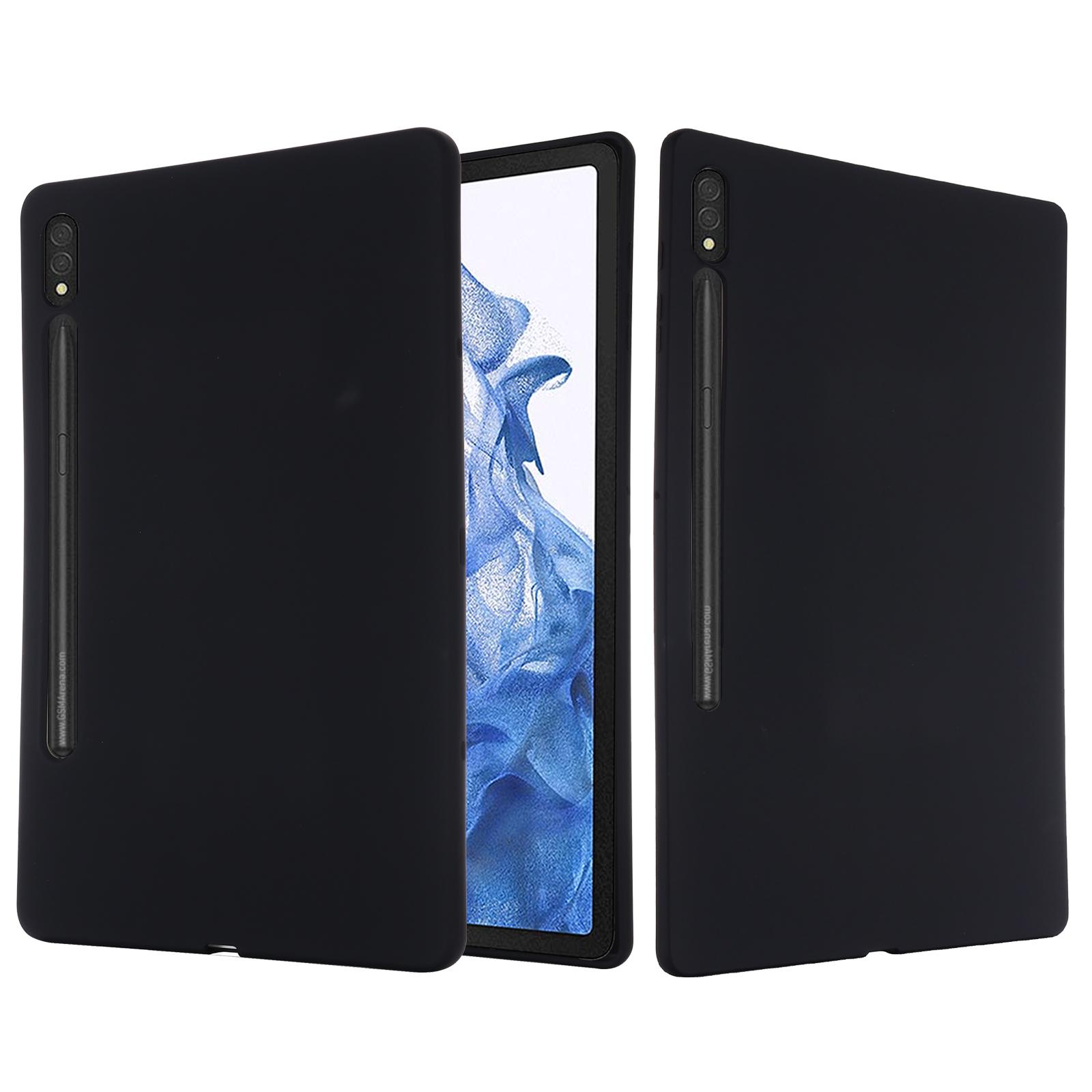 

For Samsung Galaxy Tab S9 Ultra Liquid Silicone Case Microfiber Lining Tablet Cover Black