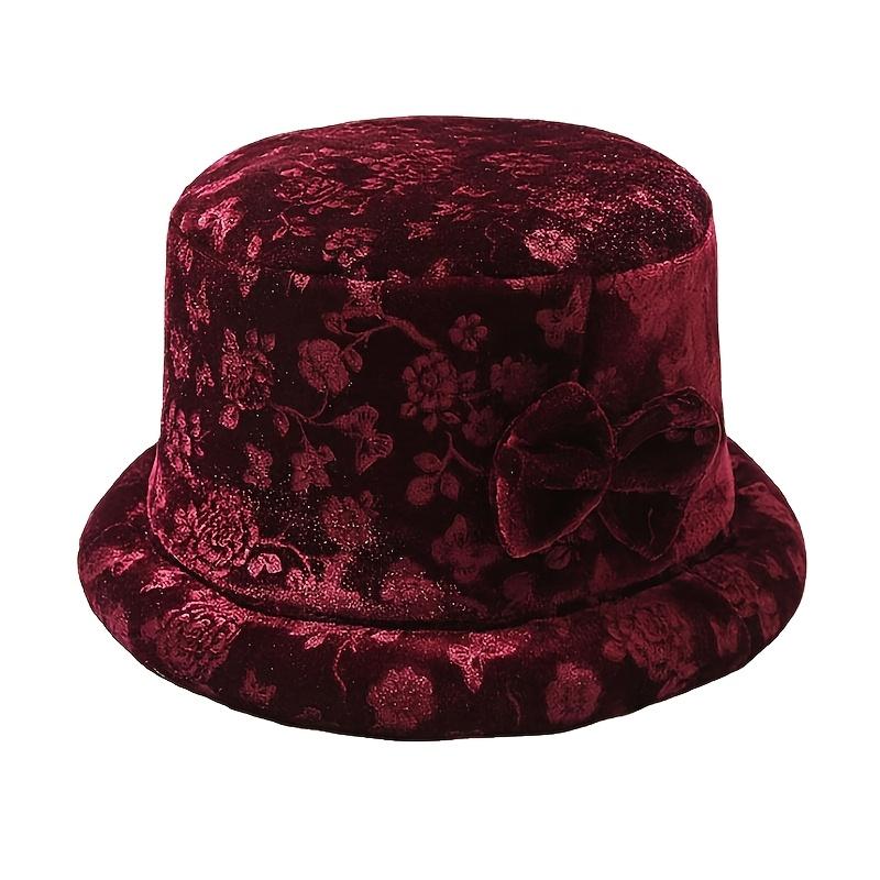 1PC Elegant Floral Printed Women's Bucket Hat with Butterfly Buckle, Lightweight and Warm, Ideal Mother's Day Gift, Winter Hat