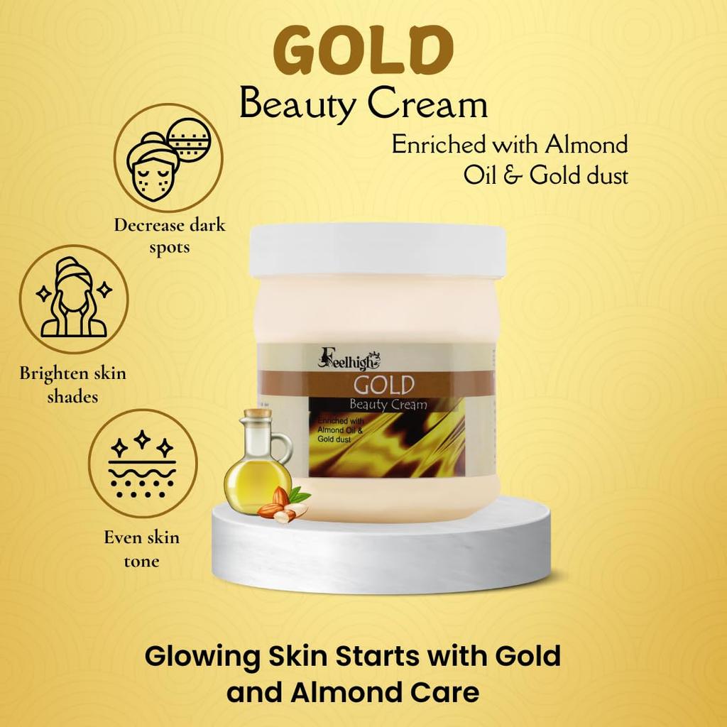 Feelhigh Face and Body Gold Scrub 500gm Skin Shiny And Cream 500gm - Skin Care and Facial Products -Man Woman (Gold Scrub And Gold Cream)