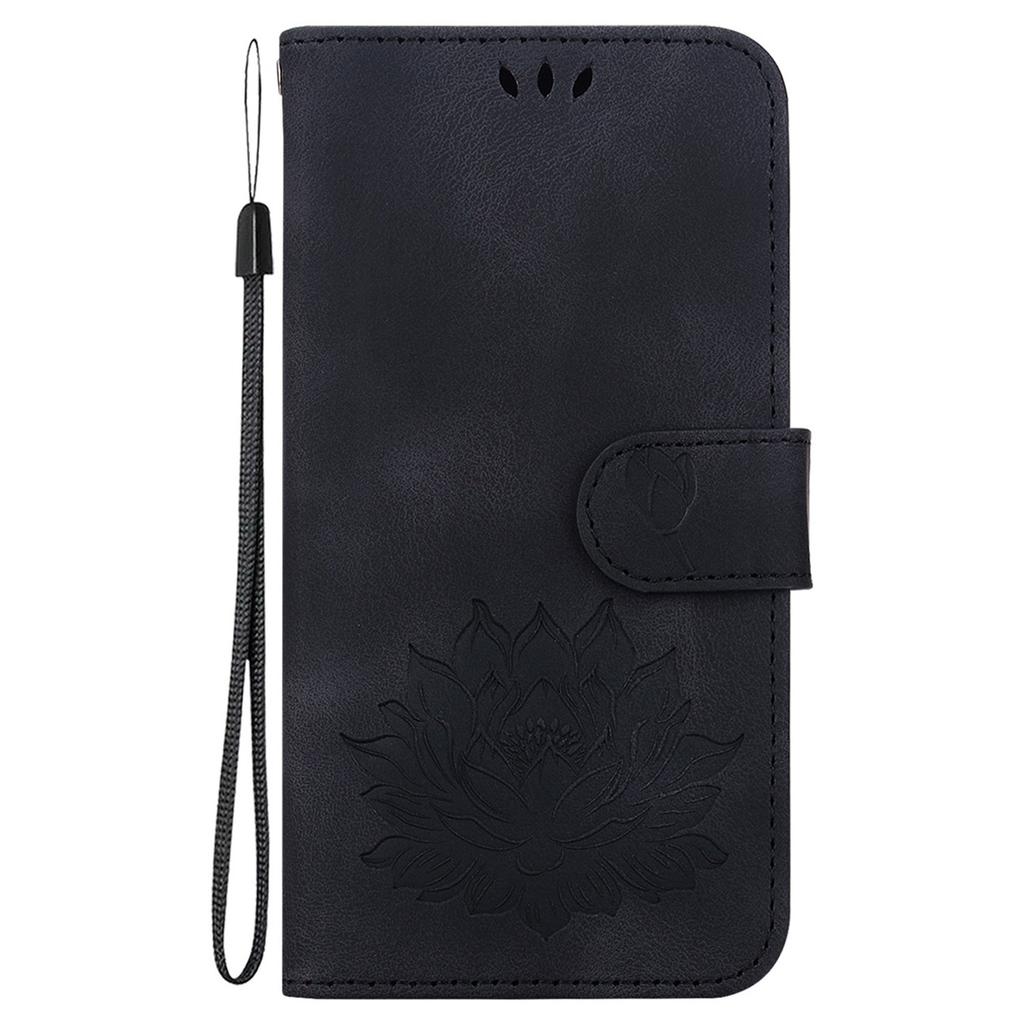 PU Leather Phone Cover for Samsung Galaxy S24 FE Phone Stand Case Imprinted Lotus Pattern Wallet Shell