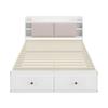 140 X 200cm Storage Bed with Drawers Headboard Built-in Storage Compartment Bedside Table Sofa Bench Strong Wood Slat Support Bed Home Furniture