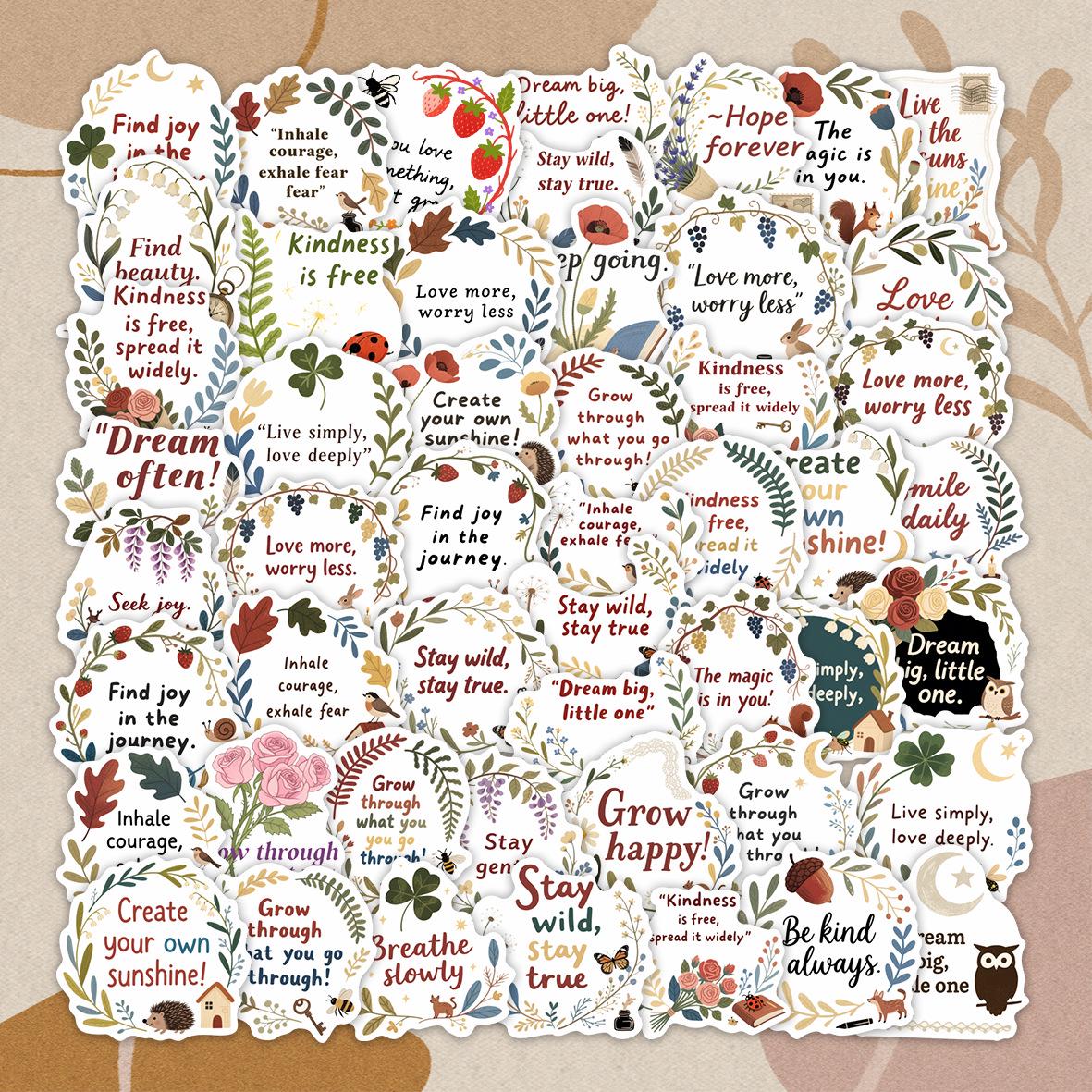 

Inspirational Quotes Cartoon Sticker Set - 50 Decorative DIY Decals for Notebooks & Phone Cases цветочный