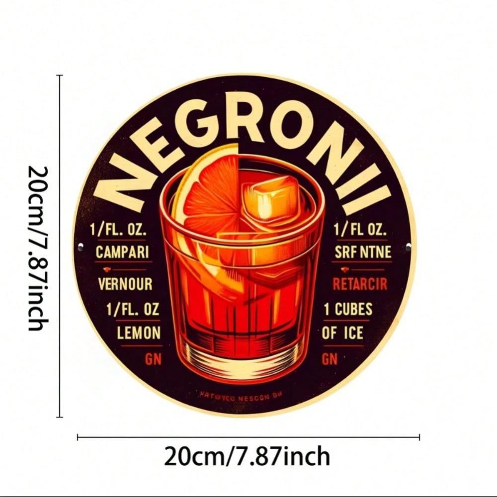 Винтажная металлическая табличка Negroni Настенный знак Металл Домашний декор Бар Кухня Искусство 20x20