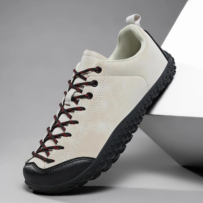 Men'S Outdoor Casual Sneakers New Comfortable Leather Surface For Outdoor Hiking And Walking Men'S Shoes For Men Sneakers