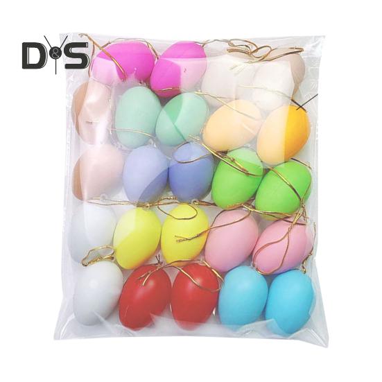 12/24Pcs Easter Egg Decorations Colorful Plastic Eggs Tree Hanging Ornament Kids DIY Craft Toys for Easter Party Home Decor
