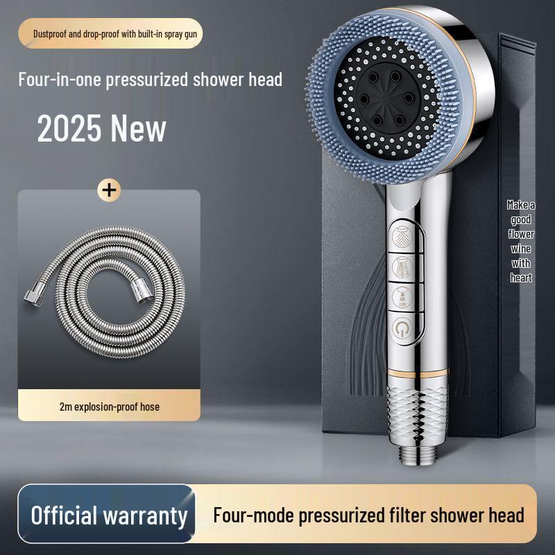Cross-border Shower Head Set with Powerful Booster and Piano Button Filter