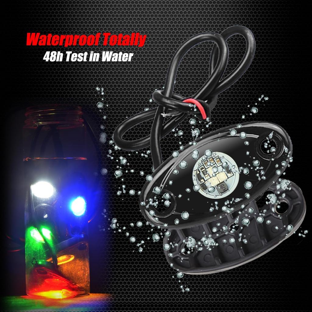 2 Pods LED Rock Lights, Ampper Waterproof LED Neon Underglow Light For Car Truck ATV UTV SUV Offroad Boat Underbody Glow Trail Rig Lamp (White)