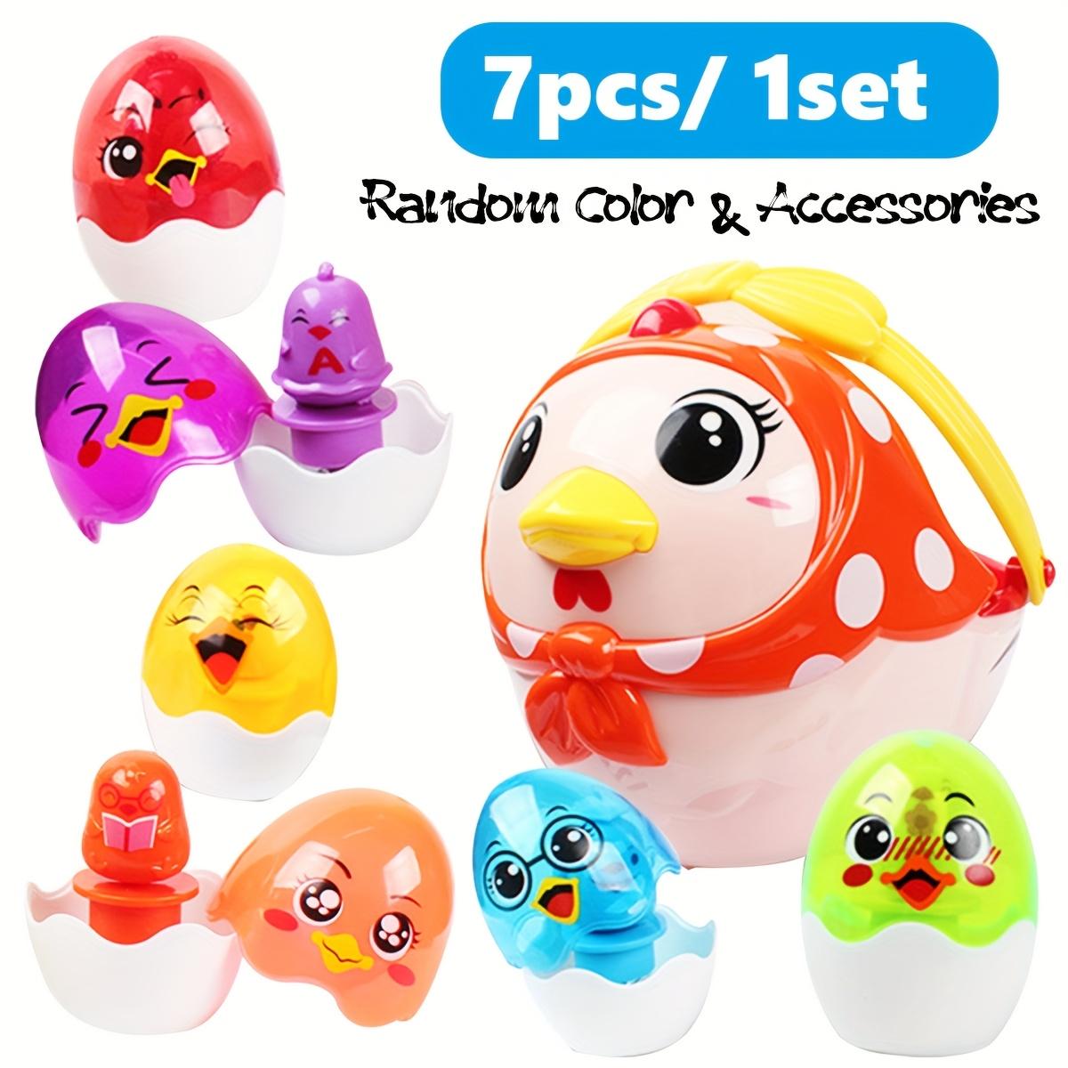 

Интерактивная корзина для игрушек в виде пасхального яйца с музыкой и светом, развивающая головоломка для раннего обучения для детей, образовательная игра на сопоставление цветов, забавный дизайн курицы для мальчиков, девочек красный