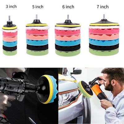 7 sztuk 3''5''6''7 ''nakładka do polerowania samochodu zestaw gąbki do polerowania Auto polerka bufor do woskowania związek polerowanie na narzędzia do naprawy samochodów