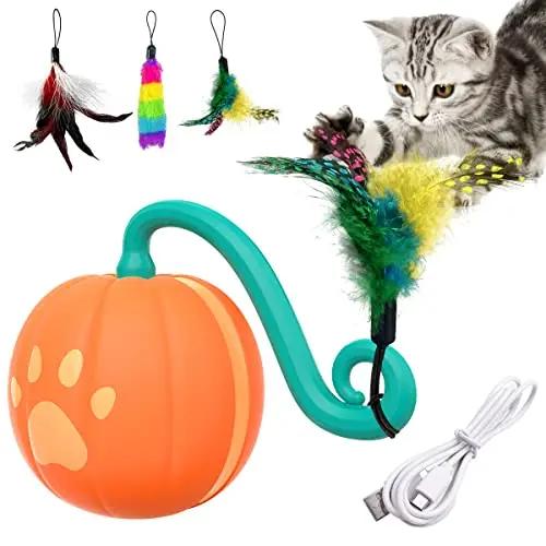 

ATUBAN Cat Toy Smart Robotic, Cat Toys for Indoor Cat, Automatic Moving Ball with Feather Kitten Toys in Pack.USB Rechargeable золотий