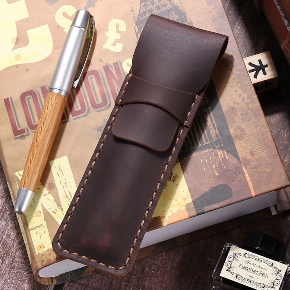 Holder Pen Protective Bag PU Leather Pen Storage Pouch Leather Pen Bag  Desk Accessory