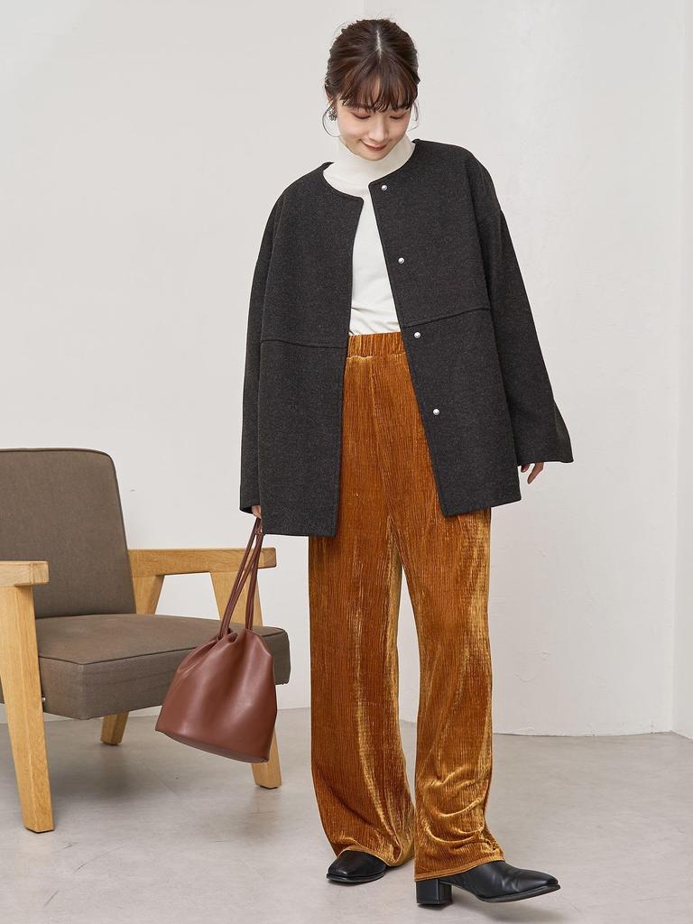 Cohen Light Melton Collarless Mid-Length Coat, 76606000000 2170 NATURAL (21), L