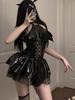 Cosplay Costume Halloween Sexy Dress Little Devil Dress Festival Party Gift Patent Leather Strap Neck Hanging Dress Uniform Set